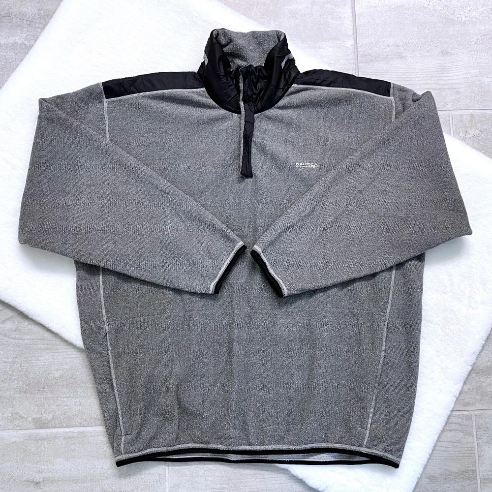 NAUTICA COMPETITION Gray and Black Half - Zip Top